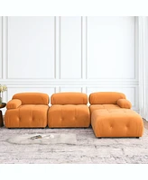 Streamdale Furniture Orange Velvet Modular L-Shaped Sectional Sofa