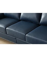 Streamdale Furniture Living Room Sofa with Storage Sofa 1+2+3 Sectional Navy Blue Faux Leather