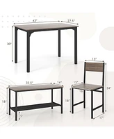 Slickblue 4 Pieces Dining Table Set with 2 Chairs and Bench