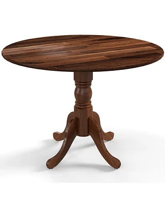 Slickblue Wooden Dining Table with Round Tabletop and Curved Trestle Legs