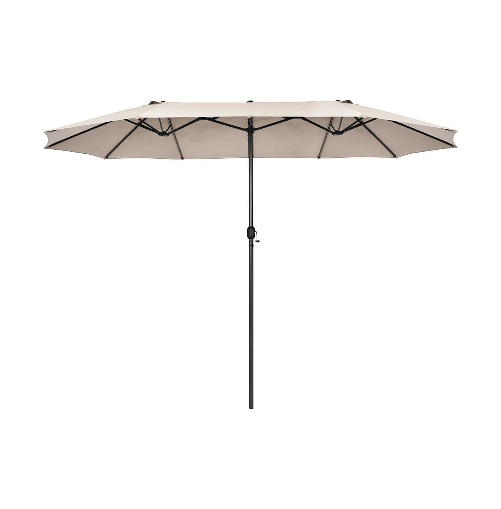 Slickblue 15 Feet Patio Double-Sided Umbrella with Hand-Crank System