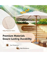 Slickblue 10 Feet Patio Umbrella with 8 Wooden Ribs and 3 Adjustable Heights-Beige