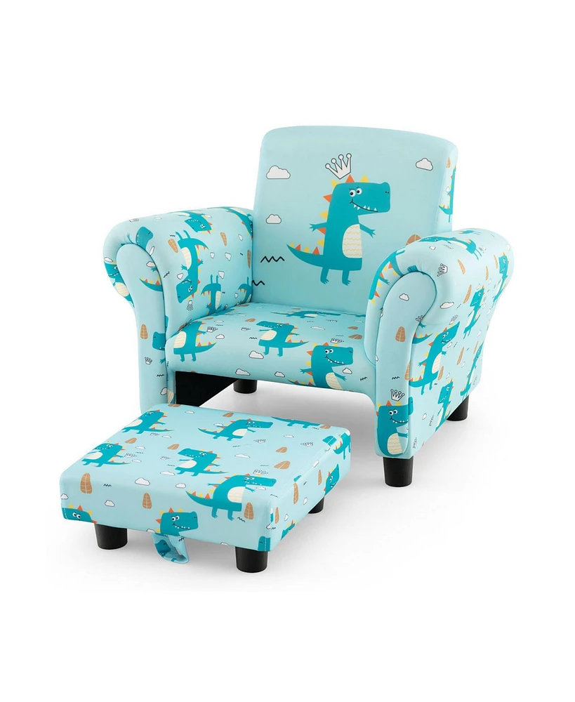 Slickblue Kids Single Sofa with Cute Patterns Ergonomic Backrest and Armrests