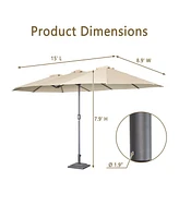 Mondawe 15x9 ft Double-Sided Rectangular Outdoor Twin Patio Market Umbrella