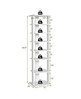 Slickblue 7-Tier Slim Wooden Vertical Shoe Rack for Entryway-White
