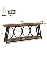 Tribesigns 70.9 inch Extra Long Console Table, Industrial Sofa Table Behind Couch with 2 Tier Storage Shelf, Narrow Entryway Hallway Accent for