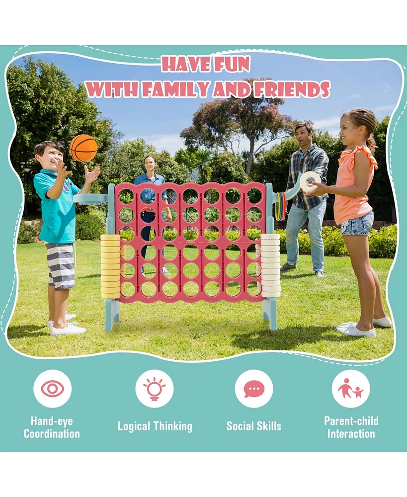 Slickblue 4-in-a-Row Connect Game with Basketball Hoop and Toss Ring