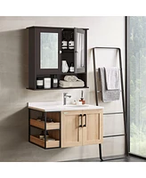 Sugift Bathroom Wall Mount Mirror Cabinet Organizer