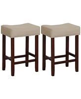 Sugift Set of 2 24 Inch Bar Stool with Curved Seat Cushions