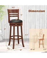 Sugift Set of 2 360° Bar Stools with Pu Upholstered Seats-Brown