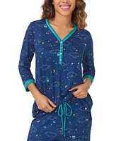 Cuddl Duds Women's 2-Pc. Printed 3/4-Sleeve Pajamas Set