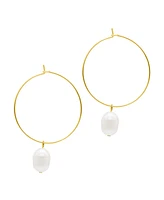 Adornia Gold Freshwater Cultivated Pearl Wire 1.5" Hoop Earrings