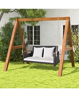 Sugift 2-Person Patio Rattan Porch Swing