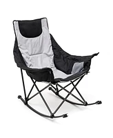 Mondawe Oversized Outdoor Metal Frame Rocking Beach Chairs with Side Pocket