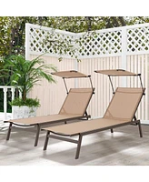 Inolait Outdoor Chaise Lounge Chair with Sunshade and 6 Adjustable Position