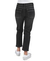 Indigo Rein Juniors' High-Rise Seamed Straight-Leg Jeans