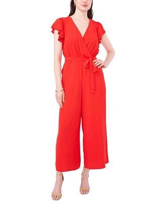 Vince Camuto Women's Tie-Waist Flutter-Sleeve V-Neck Jumpsuit