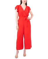 Vince Camuto Women's Tie-Waist Flutter-Sleeve V-Neck Jumpsuit