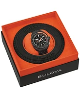 Bulova Men's Chronograph Racer Black Leather Strap Watch 42mm