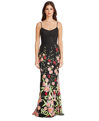 Dress the Population Women's Giovanna Floral-Embroidered Dress