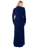 Betsy & Adam Plus Cowlneck Side-Draped Dress