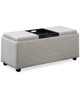 Avalon Fabric Rectangular Storage Ottoman with 3 Trays