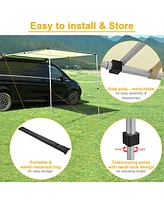 6.6x4.6 ft Car Side Awning Rooftop with Led Light Pull Out Tent Shelter Camping