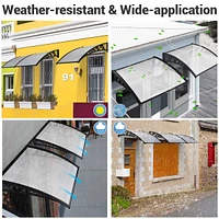 Yescom 2Pcs 40"x40" Door Window Awning Whole One-piece Polycarbonate UV30+ Outdoor Rain Snow Protection White Board