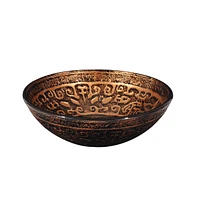 Tempered Glass Round Vessel Sink Antique Totem Above Counter Bathroom Vanity Bowl Basin