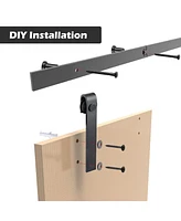 Aquaterior 5 Ft Mini Sliding Single Barn Door Hardware Kit Cabinet Tv Stand