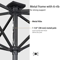 Yescom 10x6.5 Ft Solar Powered Patio Umbrella with Tilt and Crank Market Deck Garden