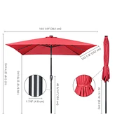 Yescom 9Ft Square Led Light Patio Umbrella Usb Port Solar Power Crank Tilt Garden Parasol Yard Deck Table Balcony Shade