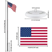 Yescom 25Ft Black Telescopic Flag Pole Kit Aluminum Flagpole Us Flag & Ball Top with 111 Led Solar Light Yard