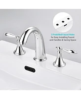 Aquaterior Rectangle Ceramic Sink Bathroom Countertop Basin with Faucet Drain