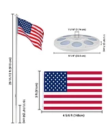 Yescom 30 Ft Sectional Aluminum Flag Pole Kit with Led Solar Light Us Flag Garden