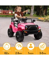 Yescom 12V Kids Ride On Truck Car Jeep with Remote Control, Led,3 Speeds Pink