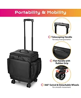 Byootique Portable Barber Station Rolling Hair Stylist Train Case Mobile Barber Station Makeup Trolley