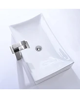 Aquaterior Rectangle Countertop Ceramic Vessel Sink Kit Single Handle Faucet