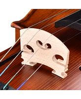 Yescom 2 Pcs Violin Bridge for 4/4 Maple Wood & 3 Set 3/4 Violin String Ball End