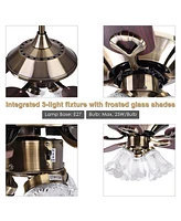 Yescom 51" 5 Blades Ceiling Fan w/ Light Kit Antique Bronze Reversible Remote Control
