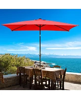 Yescom 10 x 6.5' Solar Led Rectangle Patio Market Umbrella w/ Crank Tilt Beach Pool Outdoor