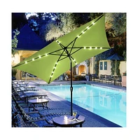 Yescom 2 Pack of 10x6ft Rectangle Solar Power Patio Umbrella Outdoor Led Tilt Sunshade