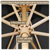 Yescom 13FT Large Outdoor Patio Umbrella UV30+ Wood 8 Rib Pole for Table Beach Yard Garden Wedding Deck Cafe Pool