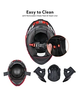Ahr Run-F3 Full Face Motorcycle Helmet Dot Approved Street Bike Removable Liner M