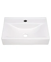 Aquaterior 18" Rectangle Bathroom Vessel Sink Pop up Drain Ceramic Basin 2 Pack