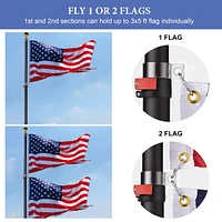 Yescom Black 25Ft Telescopic Flag Pole Kit with 136 Led Solar Light 3'x5' Flag Set for Commercial Residential Outdoor