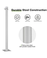 22Ft Triangle Sun Shade Sail Canopy Awning 8Ft Detachable Pole Kit Outdoor