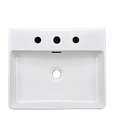 Aquaterior 2 Pack 20" Rectangle Bathroom Vessel Sink Ceramic Above Counter Basin