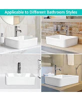 Aquaterior Rectangle Bathroom Vessel Sink Above Counter Porcelain Ceramic Basin