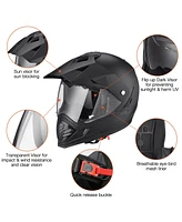 Ahr Dual Sport Full Face Motorcycle Helmet Motocross Offroad Bike w/ Sun Visor